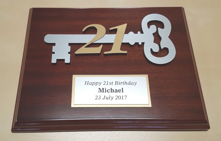 Old Fashion 21st Key Plaque